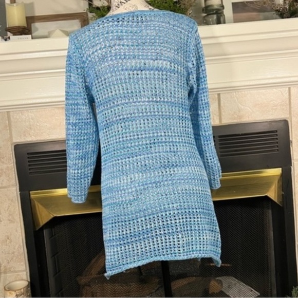 JEANNE PIERRE melange turquoise loos knit sweater/ tunic - Picture 13 of 13